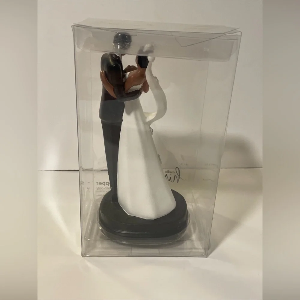 African American Bride & Groom Wedding Cake Topper 7” Resin New